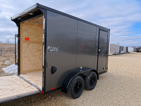New 2026 Stealth Trailers 6 x 12 x 6.5 Cobra Cargo / Enclosed Trailer, 7k GVWR, Rear Flare with Load Lights, Charcoal with Blackout Pkg.