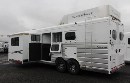 Used 2019 Trails West Sierra 11x15 w/ Slide out 3 Horse Trailer