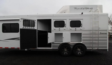 Used 2019 Trails West Sierra 11x15 w/ Slide out 3 Horse Trailer