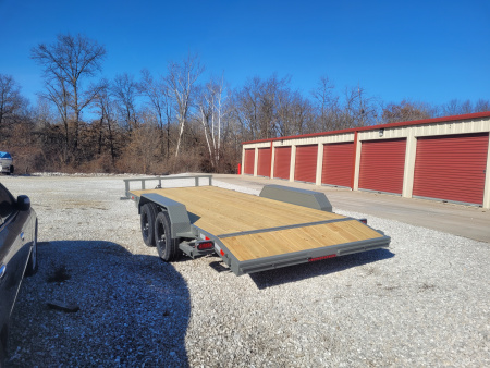 New 2026 Ozark 82x18 TA, 2' dovetail with 4' slide in ramps, 3.5k axles Car Hauler