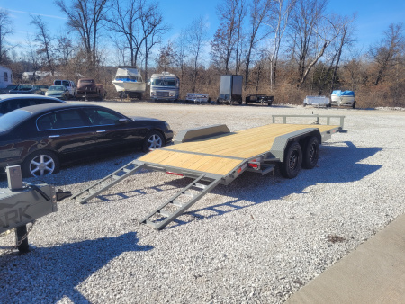 New 2026 Ozark 82x18 TA, 2' dovetail with 4' slide in ramps, 3.5k axles Car Hauler
