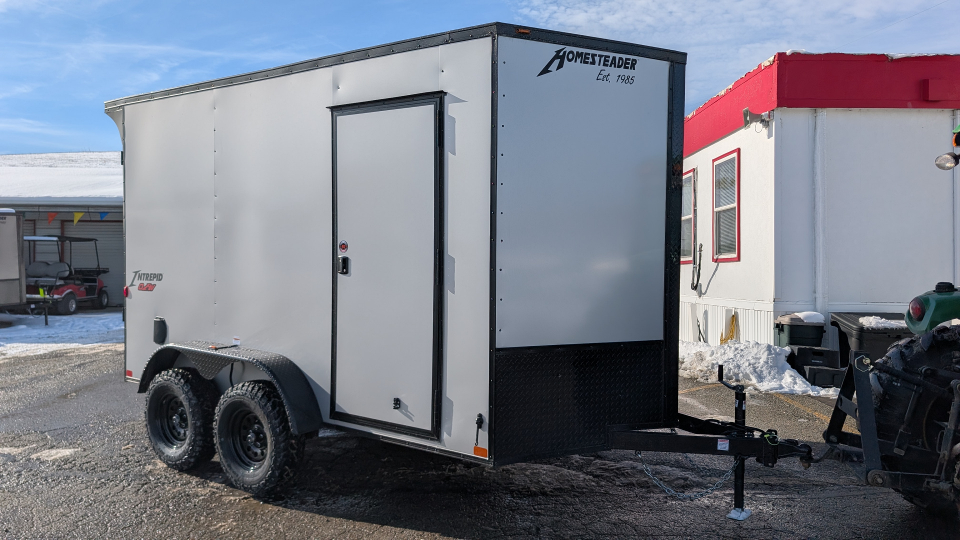 New 2026 Homesteader 7x12 Intrepid "OVERLAND" V-Nose Cargo Trailer w/ Ramp Door