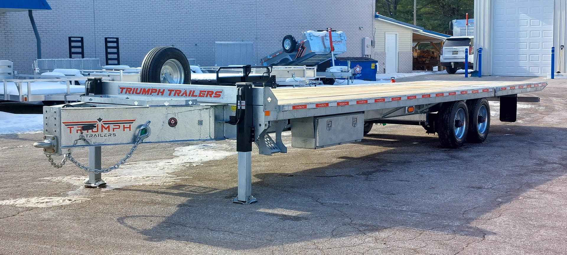 New 102X22+10' HYDRAULIC BEAVERTAIL DECKOVER GALVANIZED 12K AXLES HYDRAULIC JACKS TRIUMPH