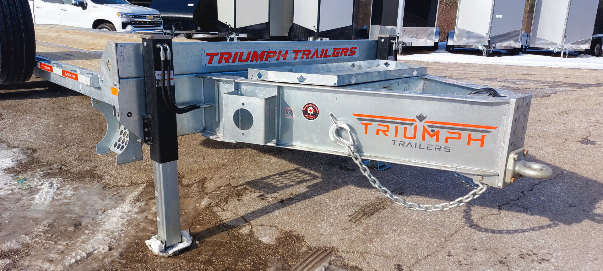 New 102X22+10' HYDRAULIC BEAVERTAIL DECKOVER GALVANIZED 12K AXLES HYDRAULIC JACKS TRIUMPH