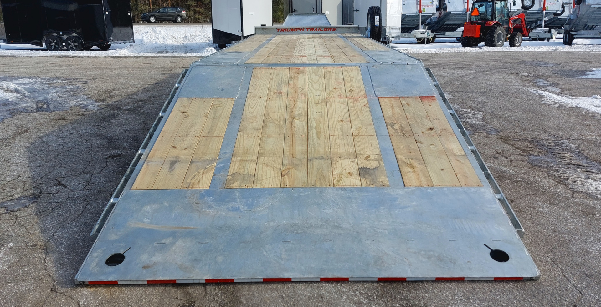New 102X22+10' HYDRAULIC BEAVERTAIL DECKOVER GALVANIZED 12K AXLES HYDRAULIC JACKS TRIUMPH