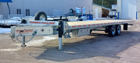 New 102X22+10' HYDRAULIC BEAVERTAIL DECKOVER GALVANIZED 12K AXLES HYDRAULIC JACKS TRIUMPH