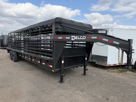 New 2026 Delco Trailers 6.8x28ft Gooseneck Livestock Stock Trailer