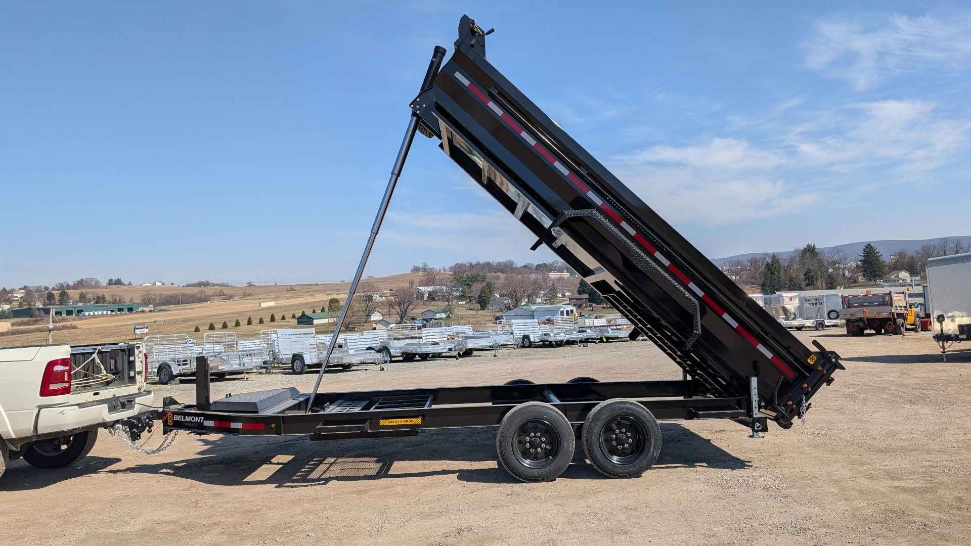 New 2026 Belmont 6'10" x 16 HD DLX Lo Pro Hydraulic Equipment Dump w/ 3 Way Gate (10K Axles!!!)