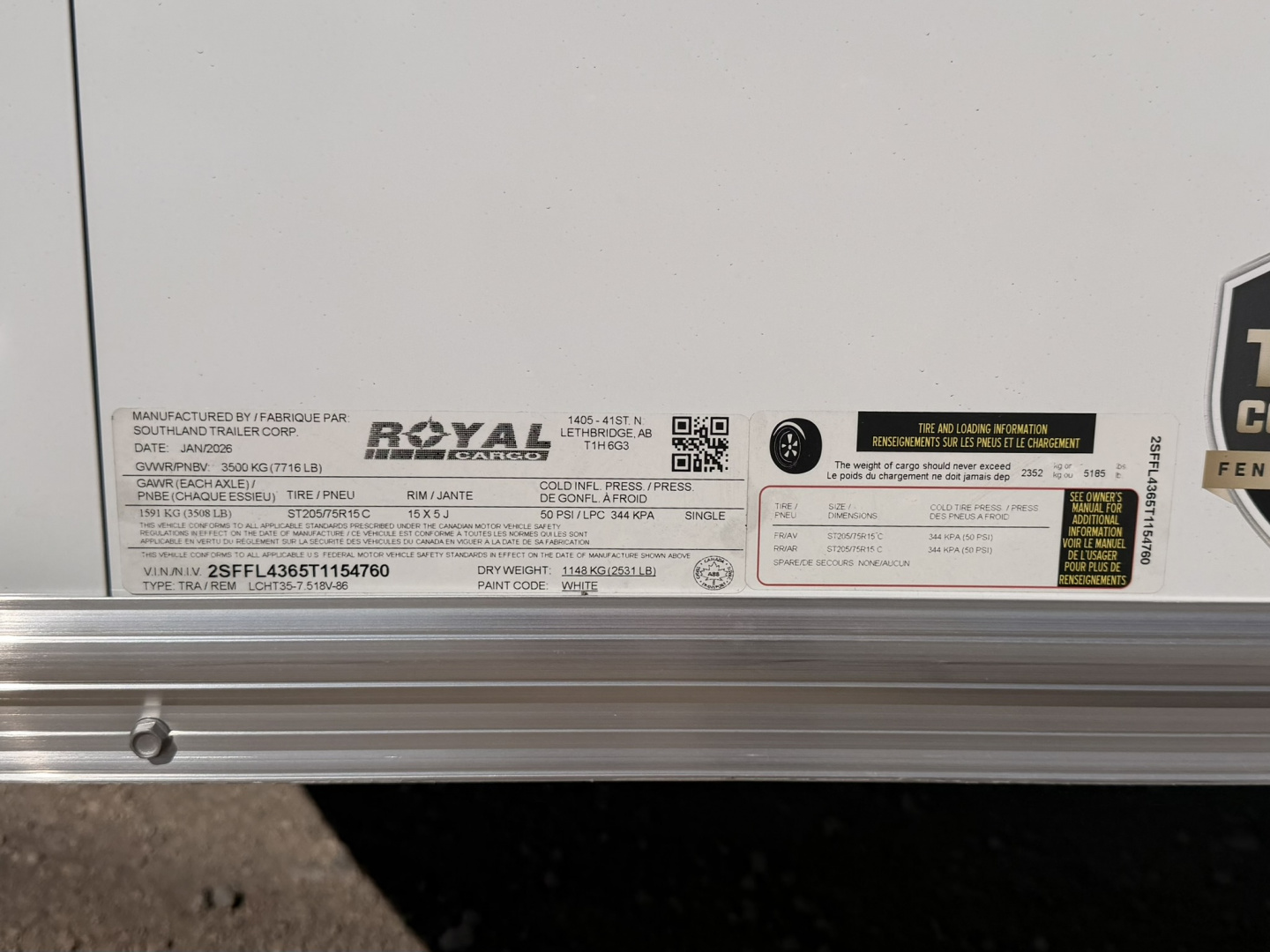 New 2026 Royal Cargo Trailers 7.5-16-1.5V Enclosed