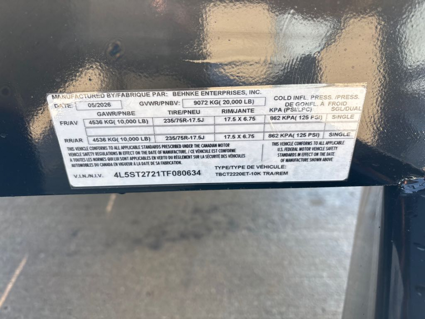 New 2026 Behnke TBCT2220ET-10K Utility Trailer