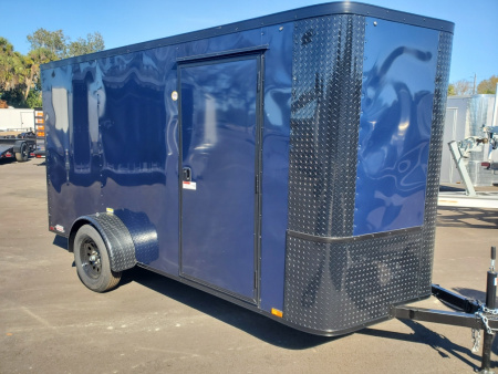 New 2026 Arising 6X12 3K SINGLE AXLE CARGO TRAILER WITH REAR RAMP DOOR Cargo / Enclosed Trailer BLUE WITH BLACKOUT PACKAGE