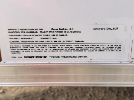 New 2026 Cross Trailers 6-10-1.5V Enclosed