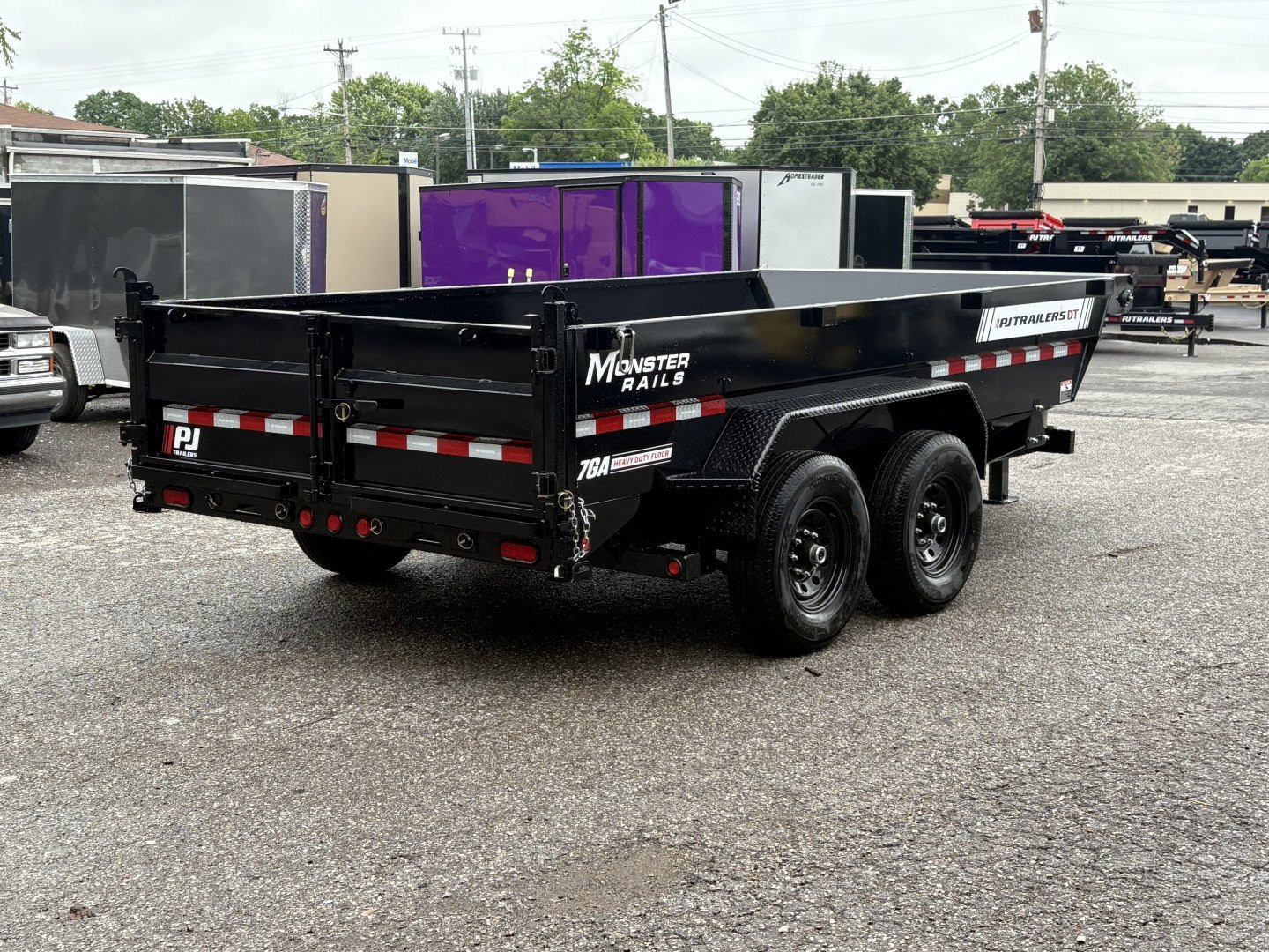 New 2026 PJ Trailers 83" x 14' Low-Pro Telescopic (DT1) 15.4K GVWR - Hydraulic Jack Dump Trailer