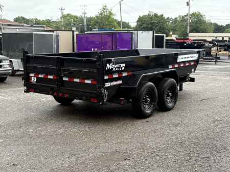 New 2026 PJ Trailers 83" x 14' Low-Pro Telescopic (DT1) 15.4K GVWR - Hydraulic Jack Dump Trailer