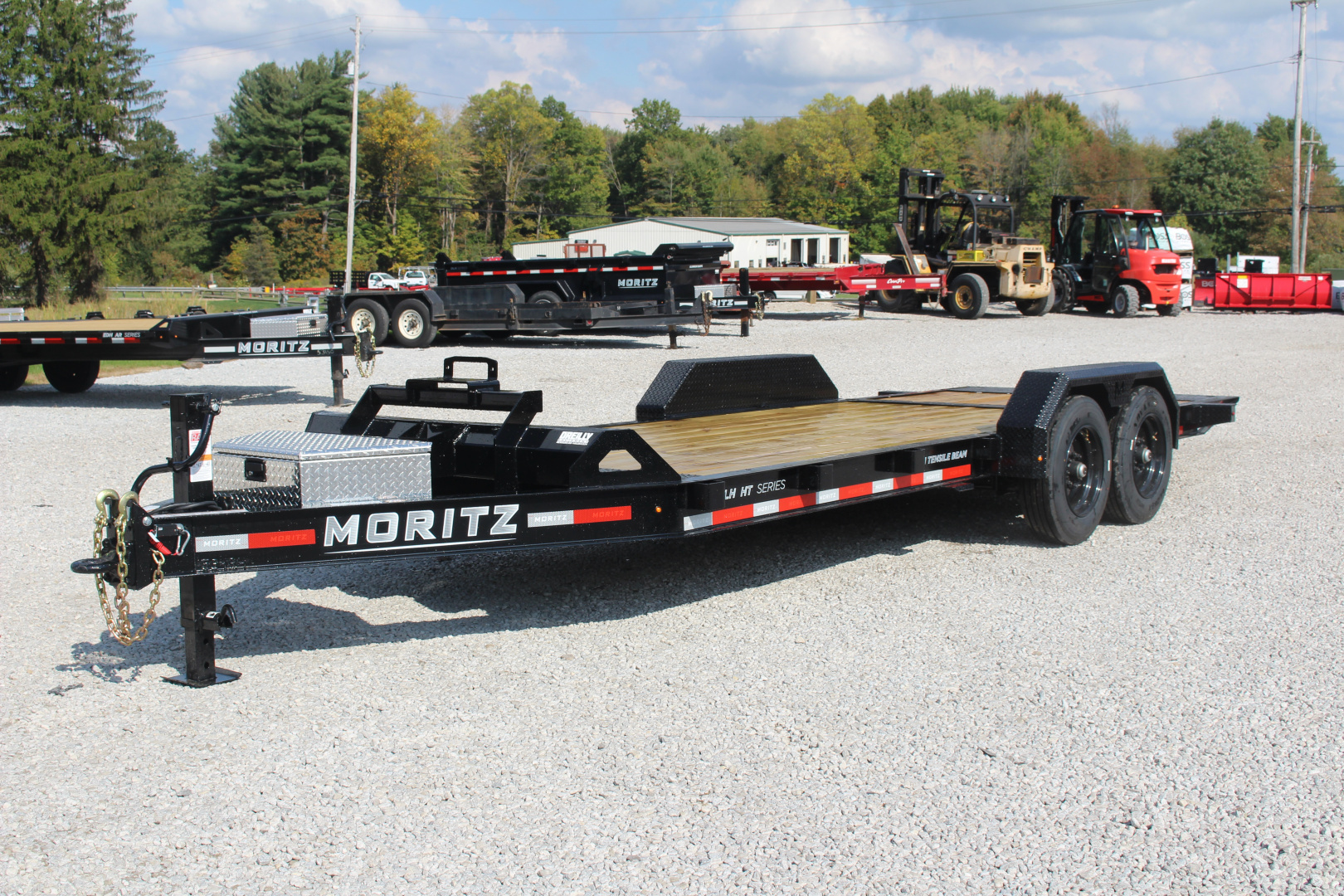 New 2026 Moritz 7' x 14' + 6' Low Pro - Hydraulic Power Tail - Equipment Trailer - 16000# GVW