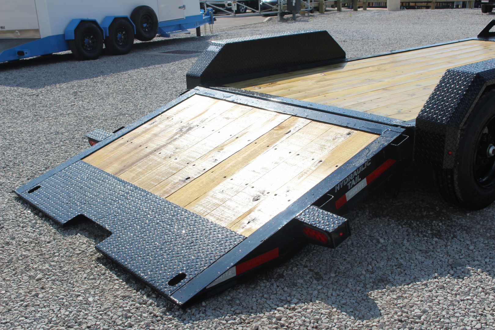 New 2026 Moritz 7' x 14' + 6' Low Pro - Hydraulic Power Tail - Equipment Trailer - 16000# GVW
