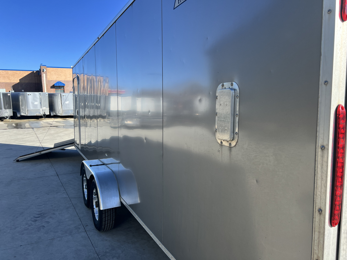 Used 2016 Triton 7x27 Aluminum Drive Out Front Enclosed Rear Ramp Snowmobile Cargo Trailer