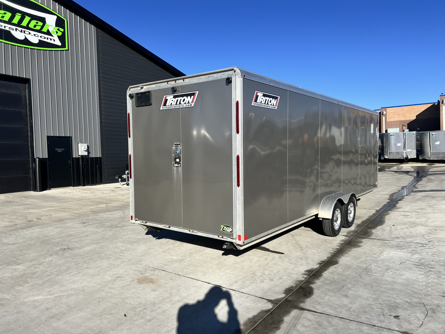 Used 2016 Triton 7x27 Aluminum Drive Out Front Enclosed Rear Ramp Snowmobile Cargo Trailer