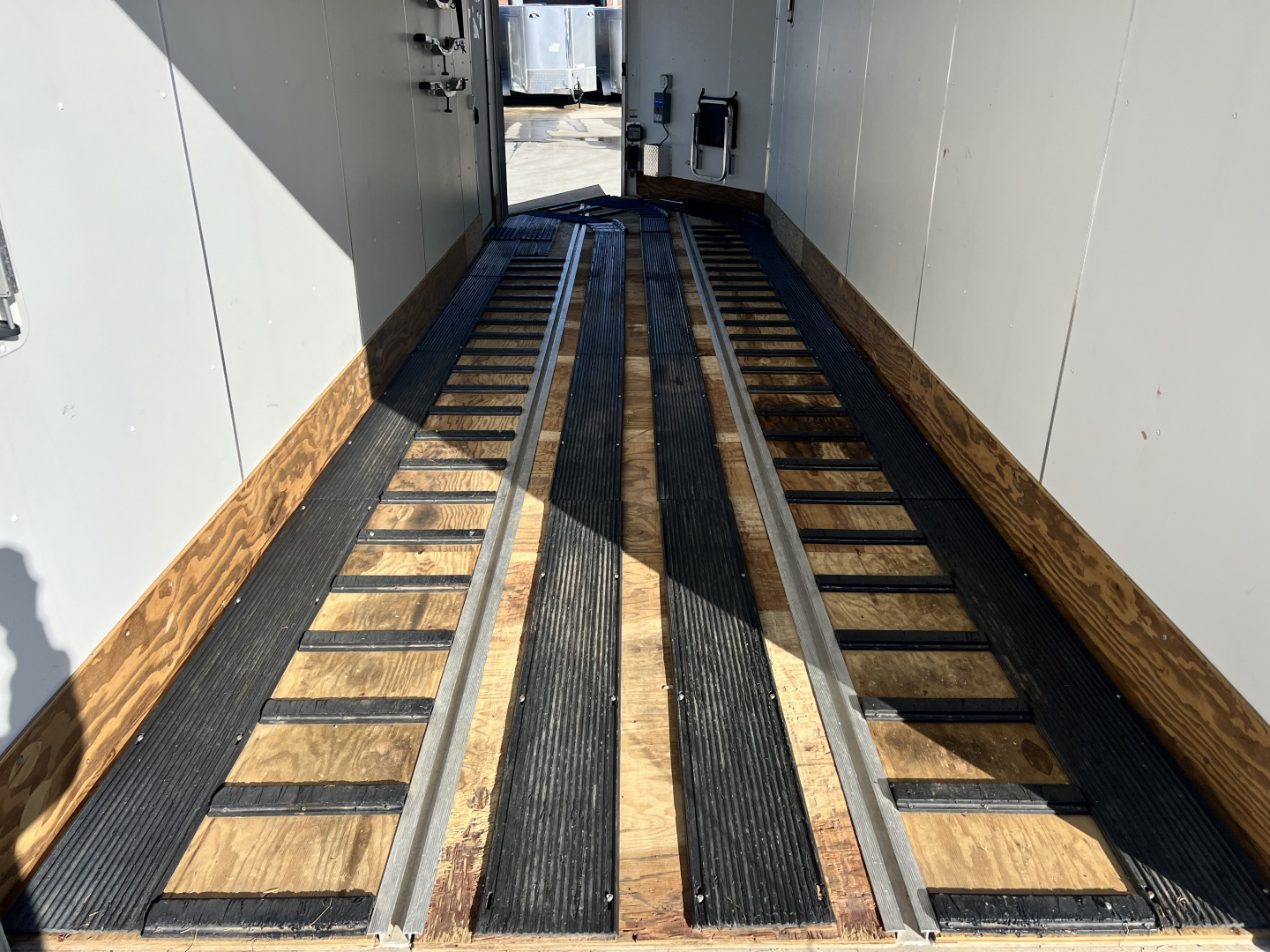 Used 2016 Triton 7x27 Aluminum Drive Out Front Enclosed Rear Ramp Snowmobile Cargo Trailer