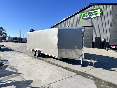 Used 2016 Triton 7x27 Aluminum Drive Out Front Enclosed Rear Ramp Snowmobile Cargo Trailer