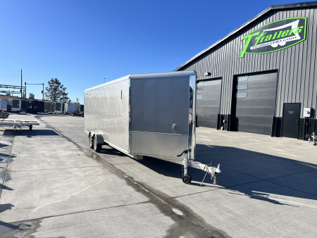 Used 2016 Triton 7x27 Aluminum Drive Out Front Enclosed Rear Ramp Snowmobile Cargo Trailer