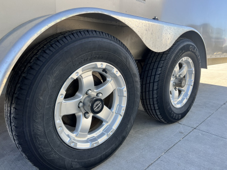 Used 2016 Triton 7x27 Aluminum Drive Out Front Enclosed Rear Ramp Snowmobile Cargo Trailer