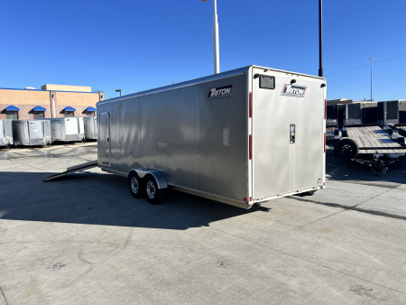 Used 2016 Triton 7x27 Aluminum Drive Out Front Enclosed Rear Ramp Snowmobile Cargo Trailer