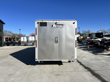 Used 2016 Triton 7x27 Aluminum Drive Out Front Enclosed Rear Ramp Snowmobile Cargo Trailer