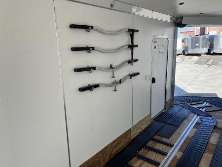 Used 2016 Triton 7x27 Aluminum Drive Out Front Enclosed Rear Ramp Snowmobile Cargo Trailer