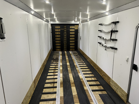 Used 2016 Triton 7x27 Aluminum Drive Out Front Enclosed Rear Ramp Snowmobile Cargo Trailer