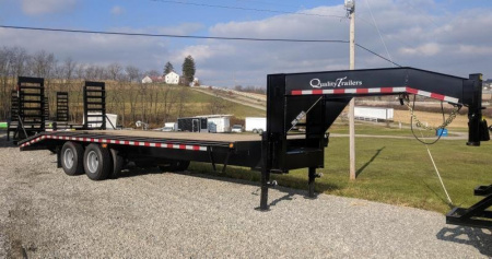 New 2026 Quality 20+5 HD Tandem Dual Deckover Gooseneck w/ Spring Assist Ramps