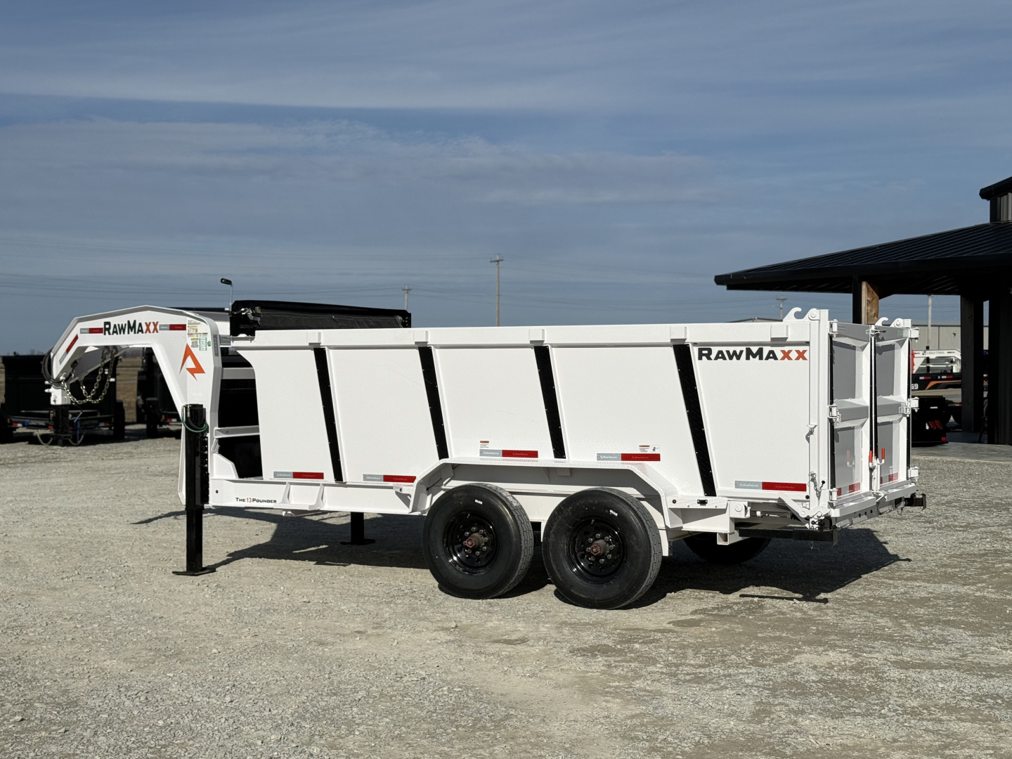 New 2026 RawMaxx LPX TELESCOPIC 83X14X44 HIGH SIDE W/HYDRAULIC JACKS 16K GVWR GOOSENECK Dump Trailer