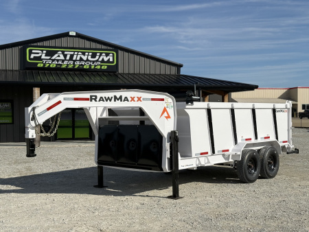 New 2026 RawMaxx LPX TELESCOPIC 83X14X44 HIGH SIDE W/HYDRAULIC JACKS 16K GVWR GOOSENECK Dump Trailer