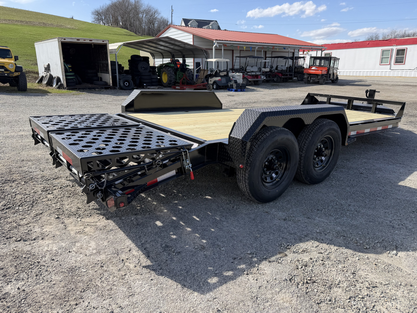 New 2026 Belmont 16' (13+3) HD Lo Pro Equipment Trailer w/ Full Width Wedge Ramps