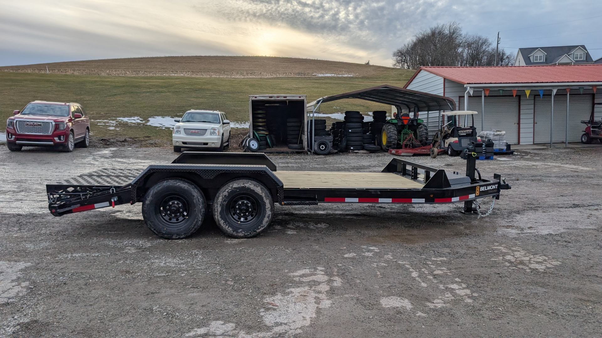 New 2026 Belmont 16' (13+3) HD Lo Pro Equipment Trailer w/ Full Width Wedge Ramps