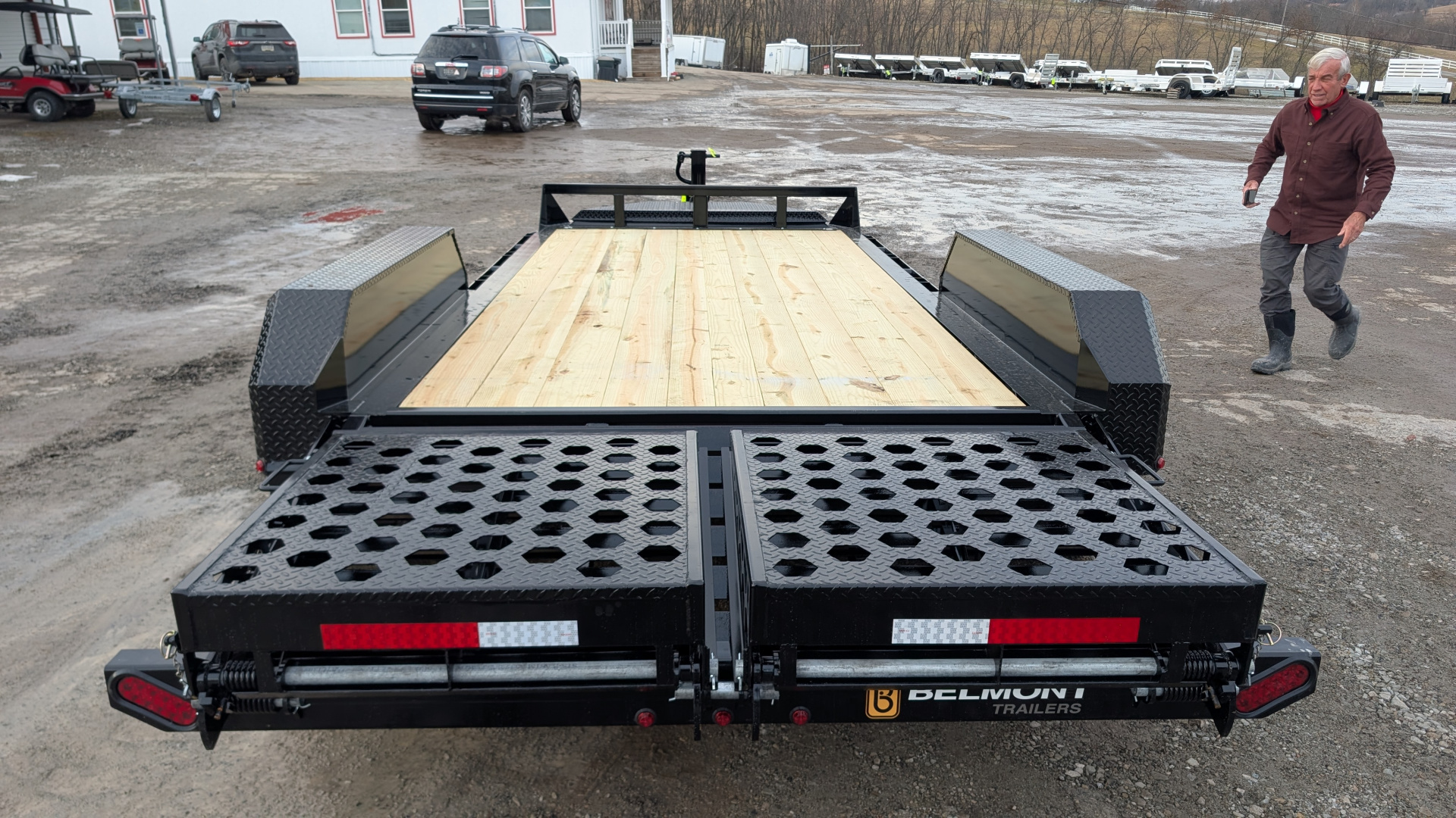 New 2026 Belmont 16' (13+3) HD Lo Pro Equipment Trailer w/ Full Width Wedge Ramps