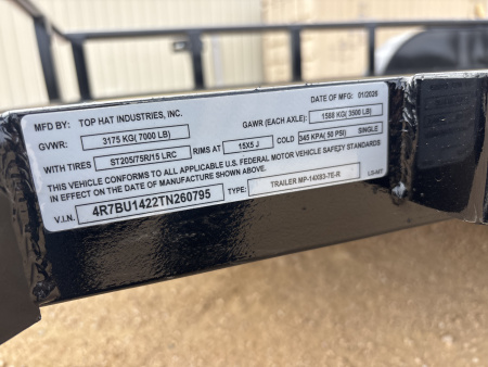 New 2026 Top Hat Trailers MP Utility Trailer