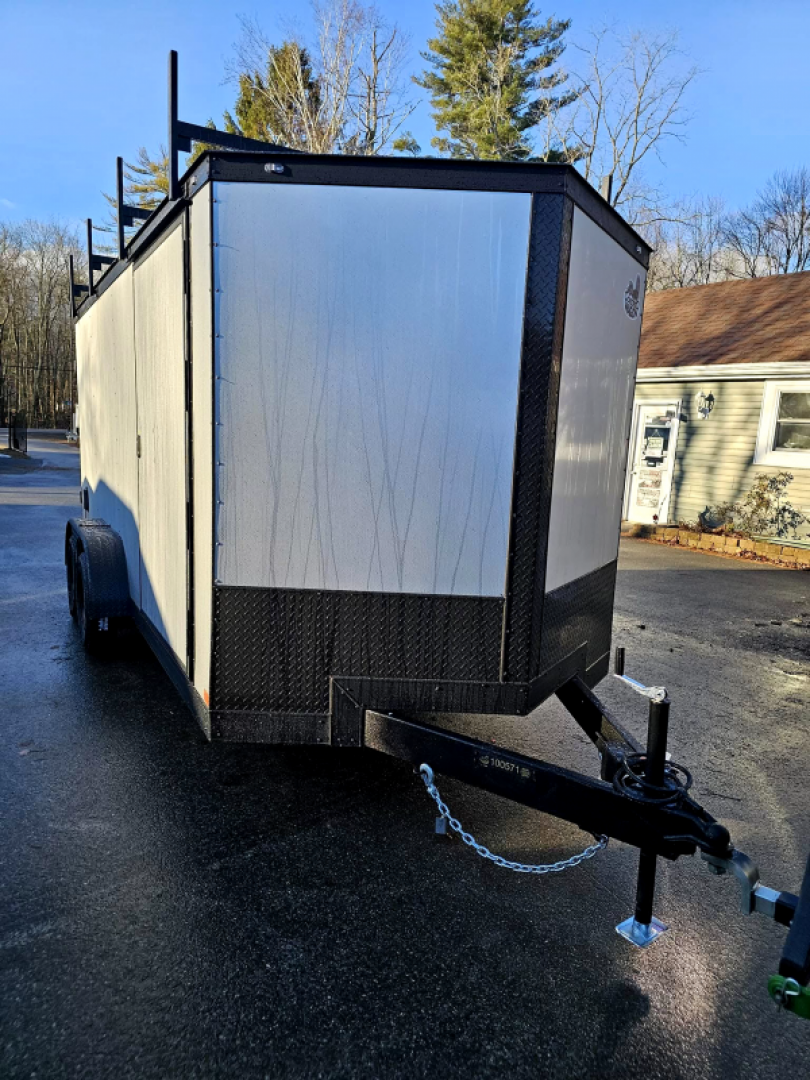 New 2025 7x16 contractor trailer with barn doors and ladder racks - Covered Wagon