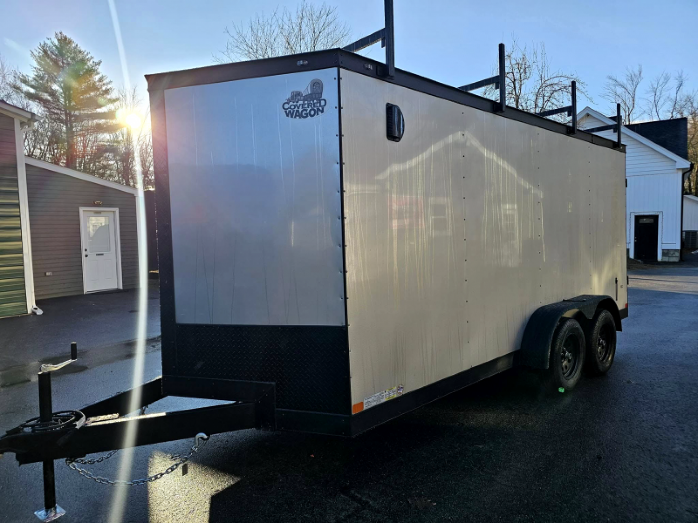 New 2025 7x16 contractor trailer with barn doors and ladder racks - Covered Wagon