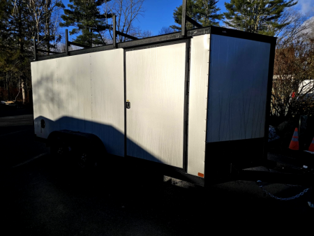 New 2025 7x16 contractor trailer with barn doors and ladder racks - Covered Wagon