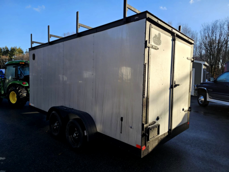 New 2025 7x16 contractor trailer with barn doors and ladder racks - Covered Wagon