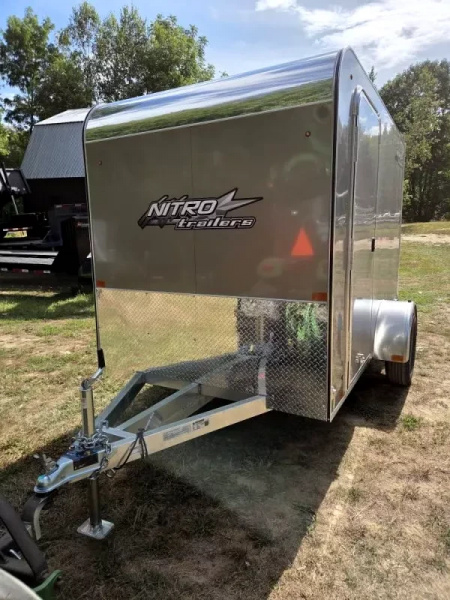 New 2026 6x10 enclosed cargo trailers flat front with rear ramp & side door aluminum torsion axle - Nitro