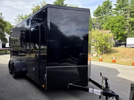 New 2026 7x14 Extra Height Cargo Trailer with black out trim package rear ramp - Legend Trailers