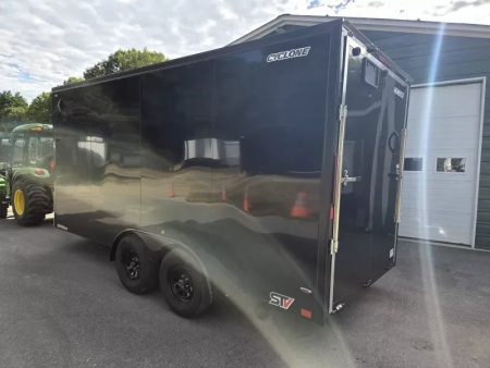 New 2026 7x14 Extra Height Cargo Trailer with black out trim package rear ramp - Legend Trailers