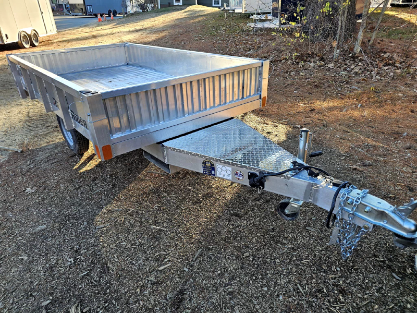 New 2025 4.5x8 aluminum dump trailer with ramps - Rance Aluminum Trailers