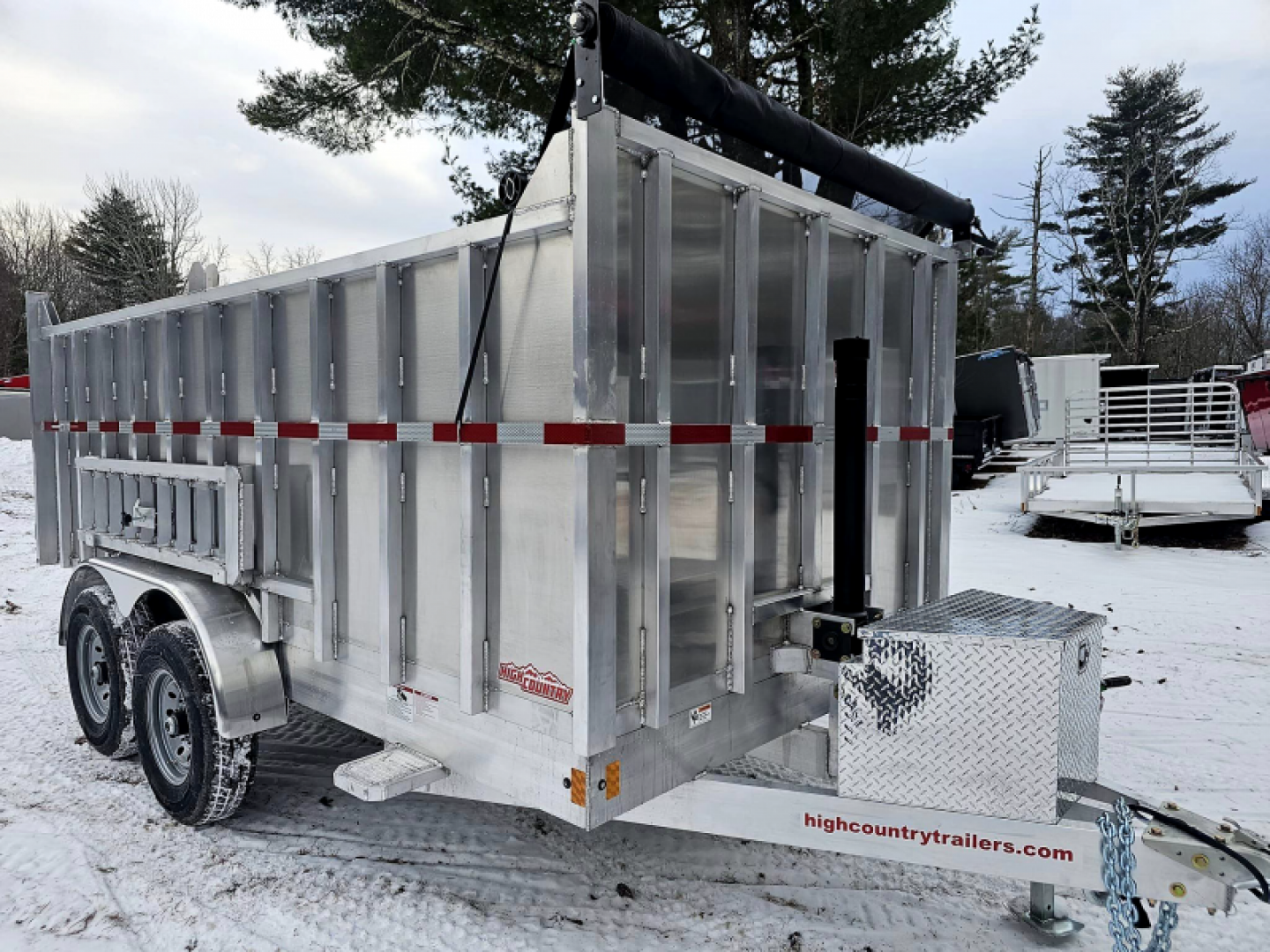 New 2024 7x14 14k gvwr aluminum dump trailer high sides - High Country Trailers
