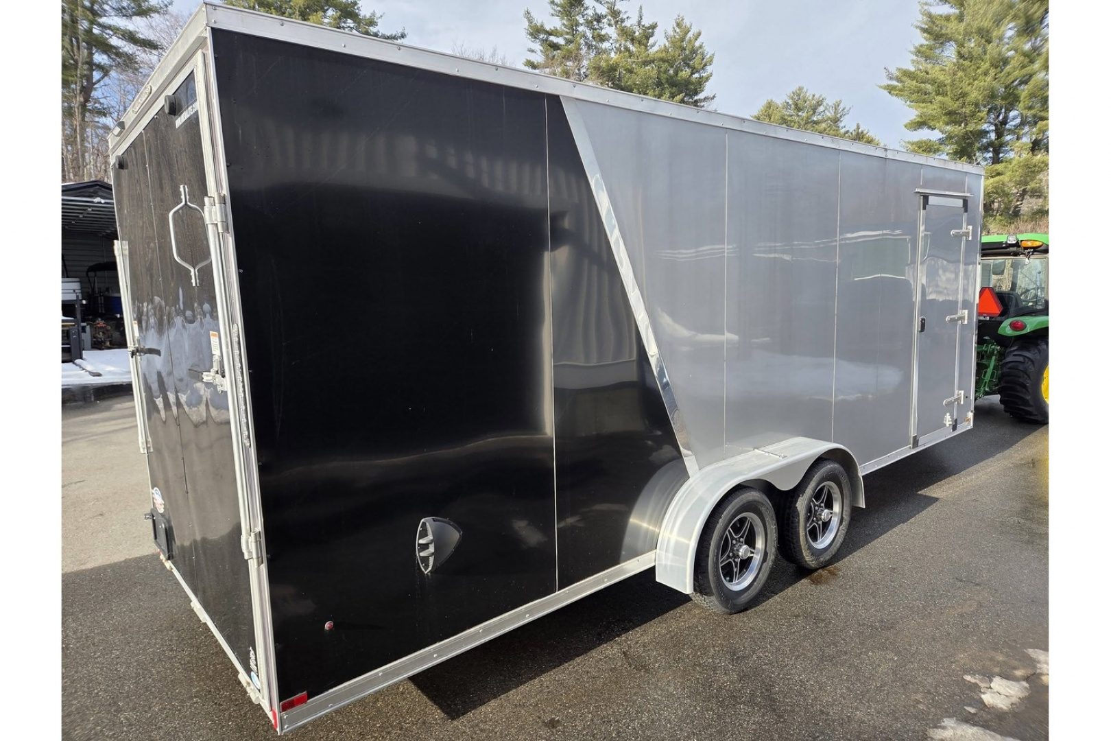 New 2023 7x20 aluminum snowmobile trailer 3 or 4 place left over wit extra height and upgrades - Rance Aluminum Trailers