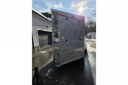 New 2023 7x20 aluminum snowmobile trailer 3 or 4 place left over wit extra height and upgrades - Rance Aluminum Trailers