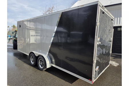New 2023 7x20 aluminum snowmobile trailer 3 or 4 place left over wit extra height and upgrades - Rance Aluminum Trailers