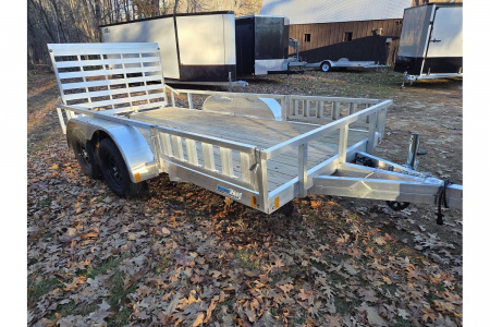 New 2026 6.5x14 aluminum utility trailer dual axle with atv ramp kit - High Country Trailers